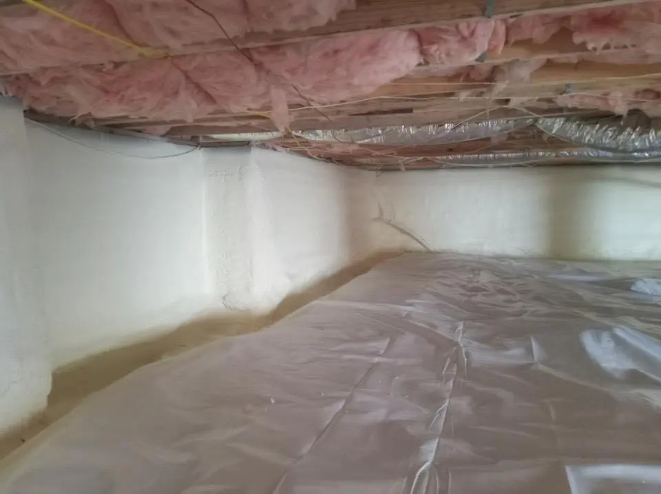Crawl space encapsulation with closed-cell spray foam for Metal Roof Coating in Lawrence